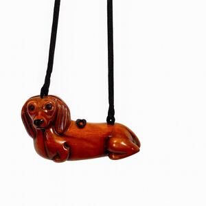 Timmy Woods Dachshund Handbag | Vintage Wood Carved Dog Purse